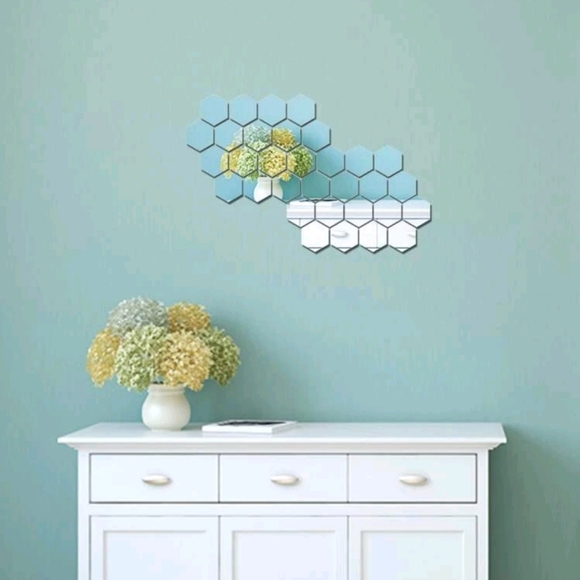 Hexagon Mirror Wall Stickers - Picture 4 of 8